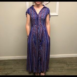 Blue patterned Maxi dress
